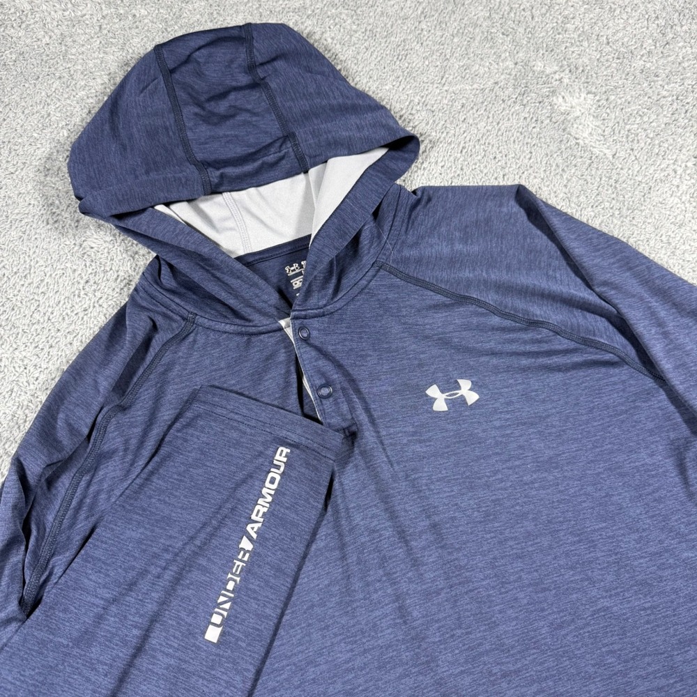 Under Armour Tech Popover Hoodie Mens 2XL‎ Navy Loose Performance Lightweight